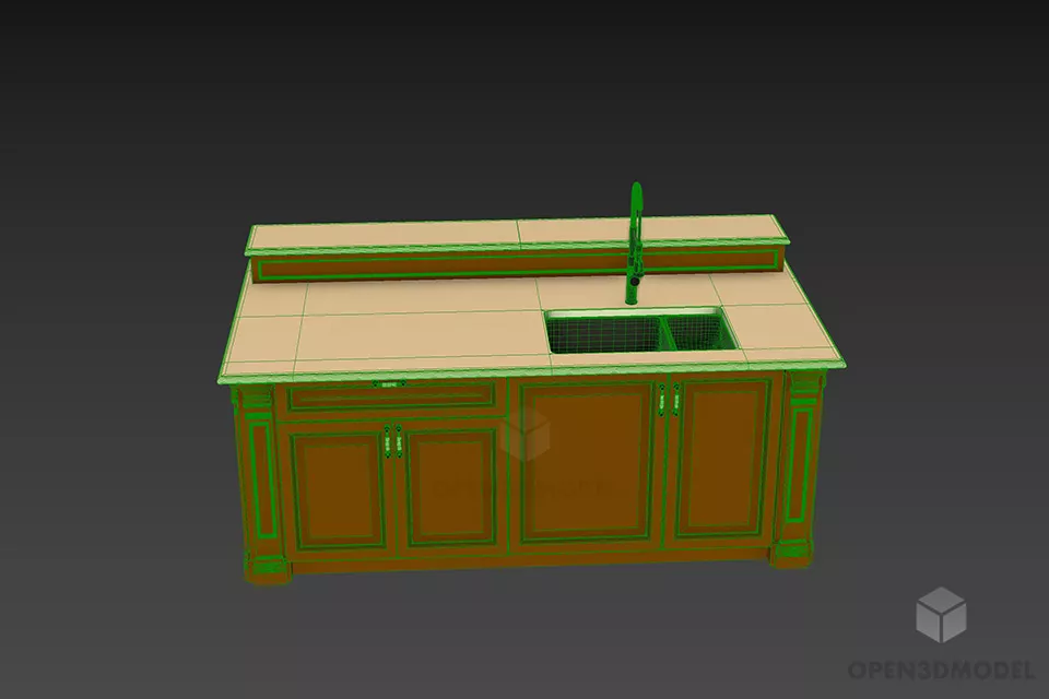 Hotel Washbasin With Sink And Cabinet 3d model 3