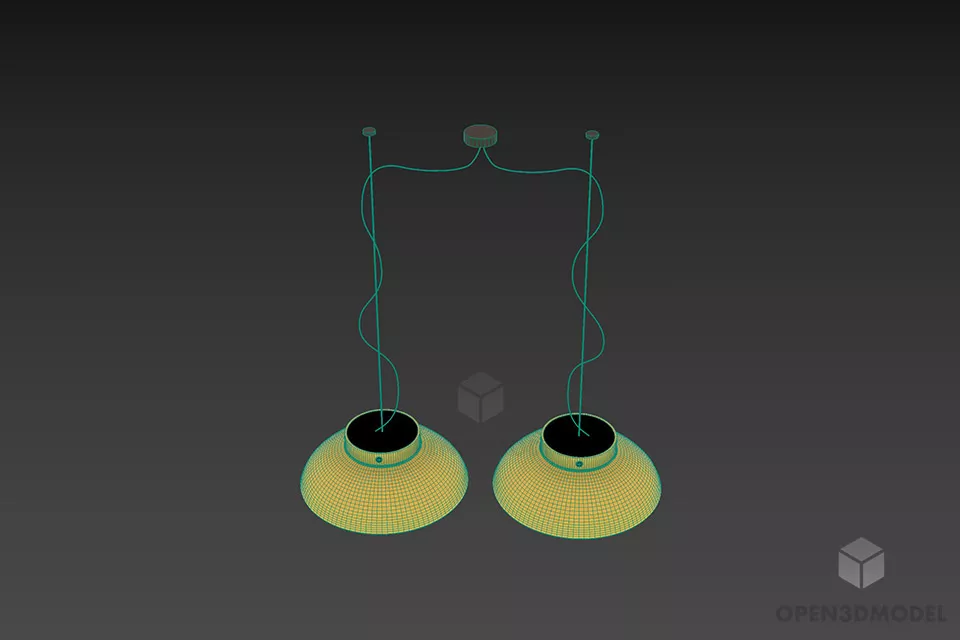 Pendant Lamp Vistosi ,dual Shade Bowl Shape 3d model 2