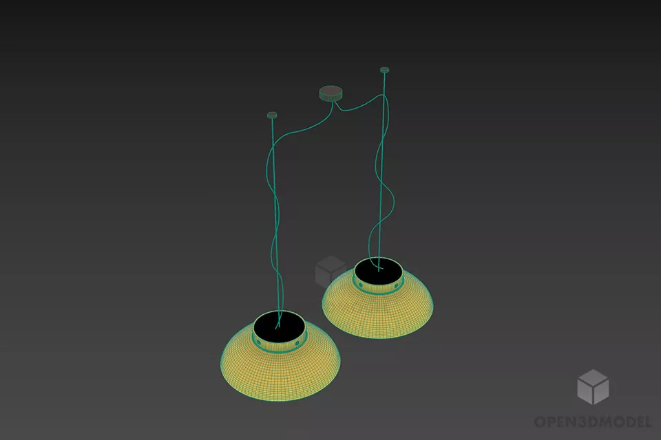 Pendant Lamp Vistosi ,dual Shade Bowl Shape 3d model 3