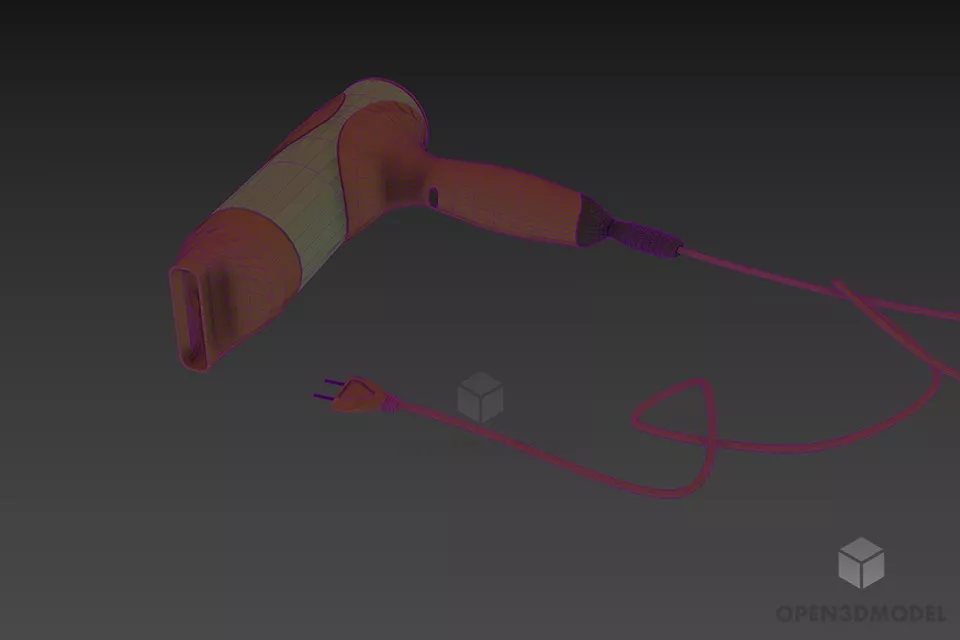 Wire Hairdryer 3d model 3
