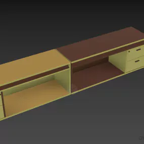 Ash Wooden Dual Locker With Drawers 3d model