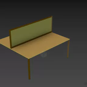 Ash Wooden Work Table With Divider 3d model