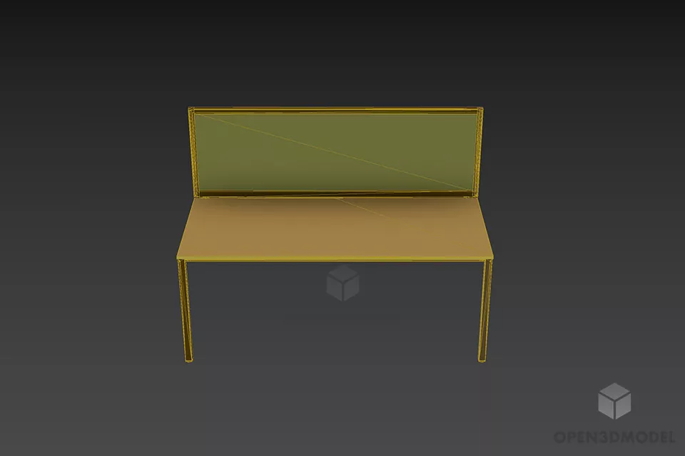 Ash Wooden Work Table With Divider 3d model 3