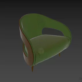 Curved Back Leather Armchair Turri 3d model