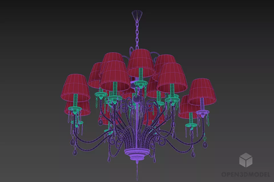 Amtique Chandelier Lamp Paralume 3d model 2