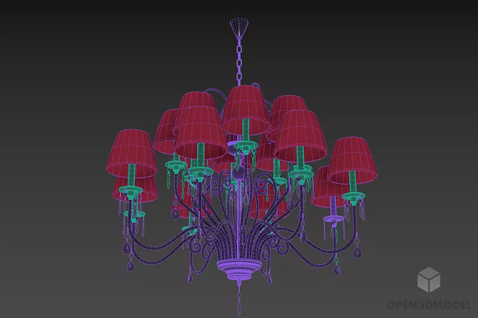 Amtique Chandelier Lamp Paralume 3d model 3