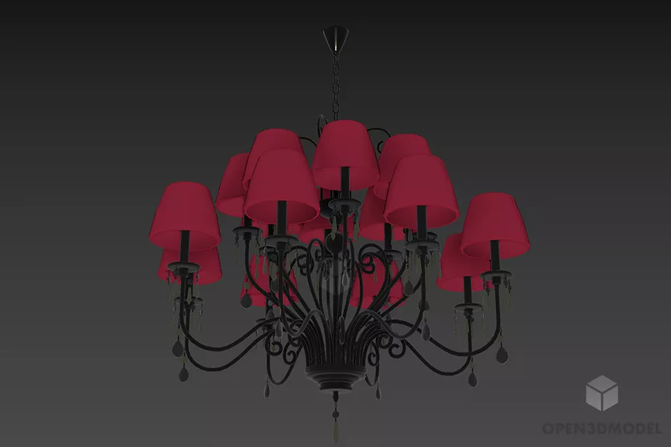 Hanging Pendant Lamp With Square Texture Shade 3d model