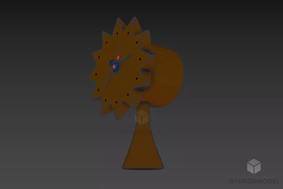 Table Clock Sunflower Shape 3d model 2