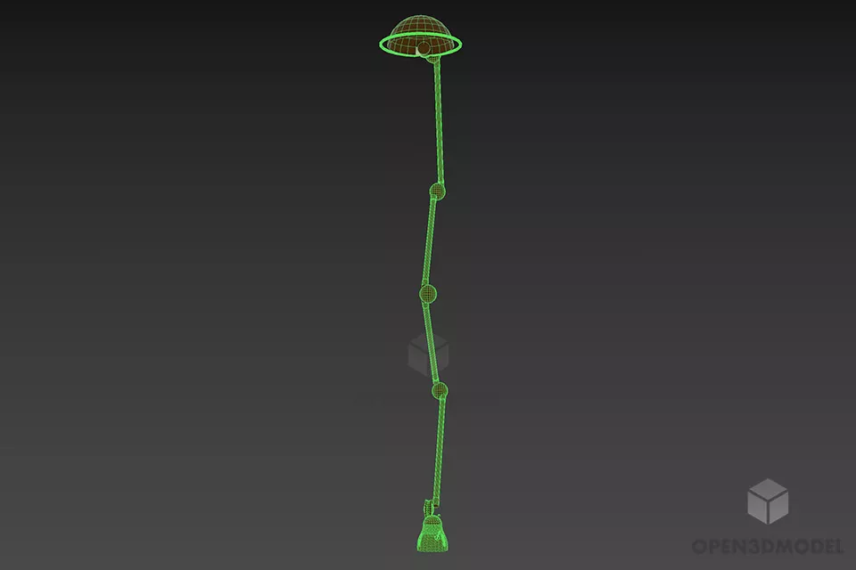 Bronze Lamp Desk Foldable 3d model 2
