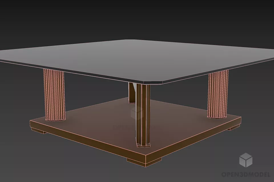 Low Glass Table With X Leg 3d model 2