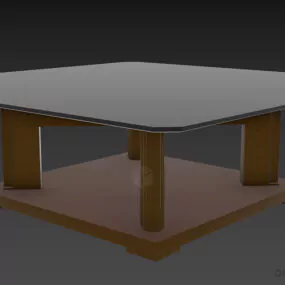 Low Glass Table With X Leg 3d model
