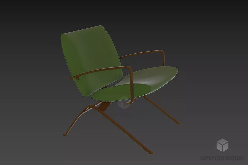 Simple Coffee Chair With Thin Seat 3d model
