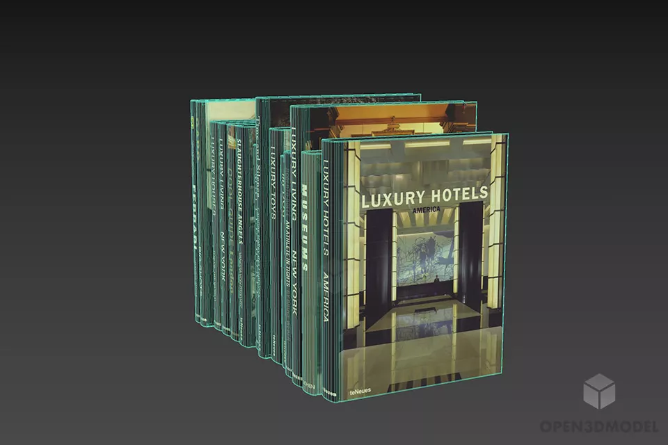 Books Stack Dark Label 3d model 2