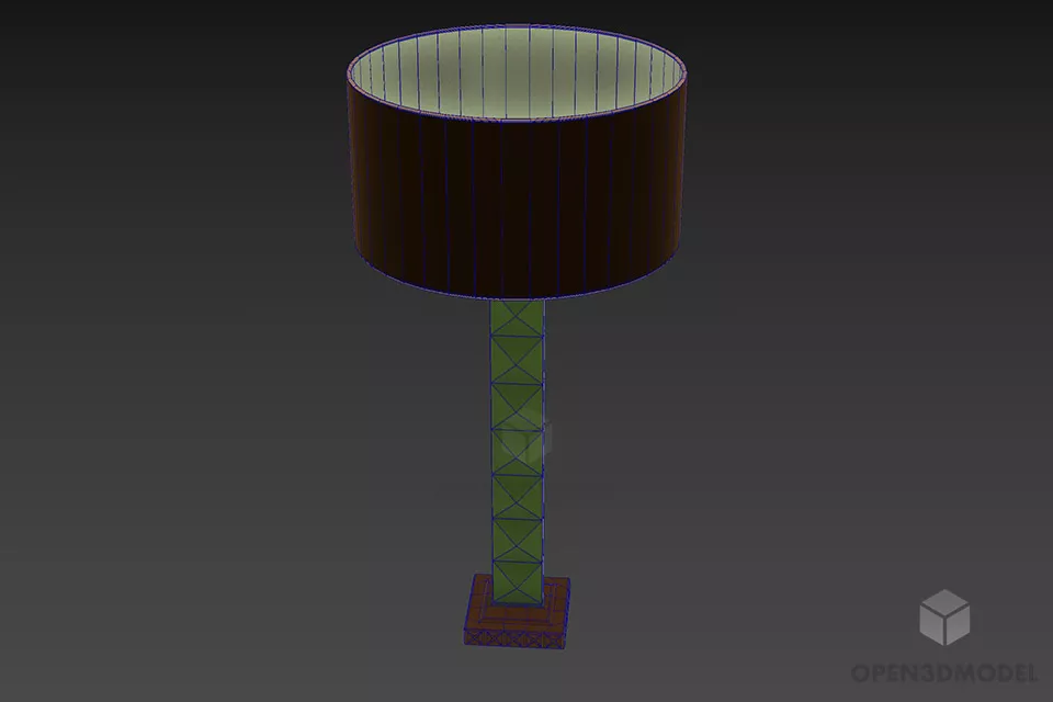 Torchere Floor Lamp With Glass Stand 3d model 2