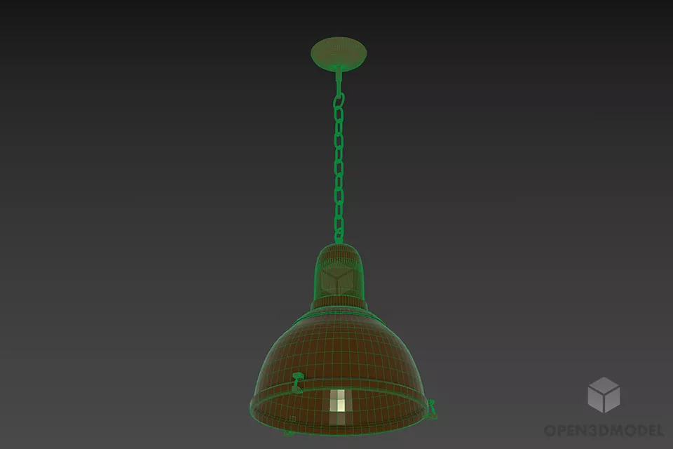 Industrial Pendant Lamp Jess With Bowl Shade 3d model 2