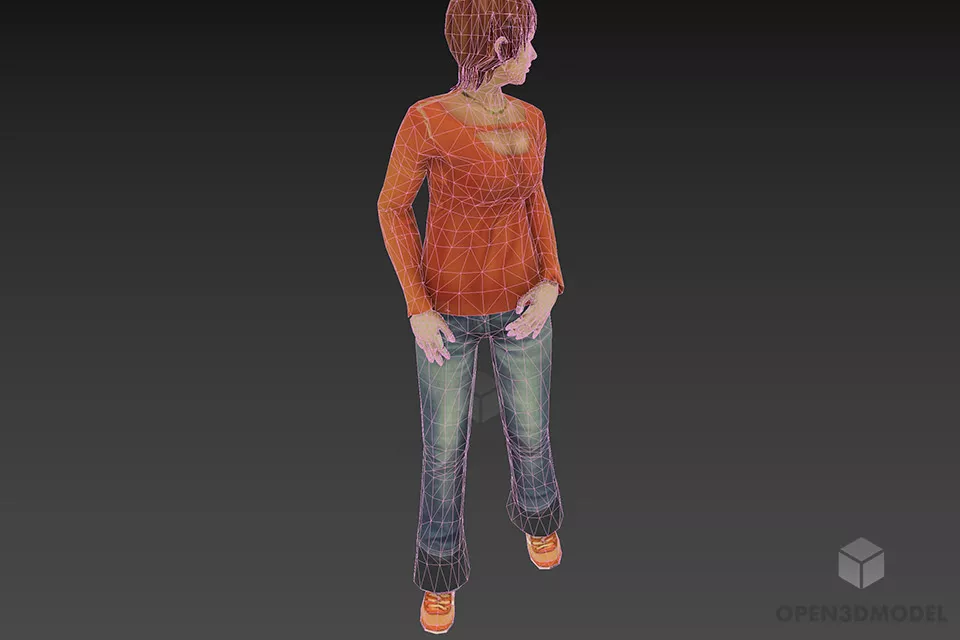 Stand Girl With Jean Pant 3d model 3