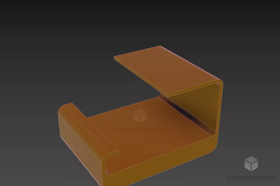 Glass Coffee Table C Shape 3d model 2