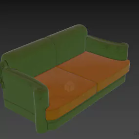 Fabric Vintage Sofa, Upholstered Furniture 3d model