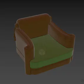 Fabric Vintage Armchair, Upholstered Furniture 3d model