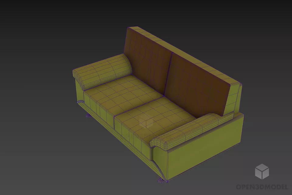 Textile Sofa Two Seats 3d model 2