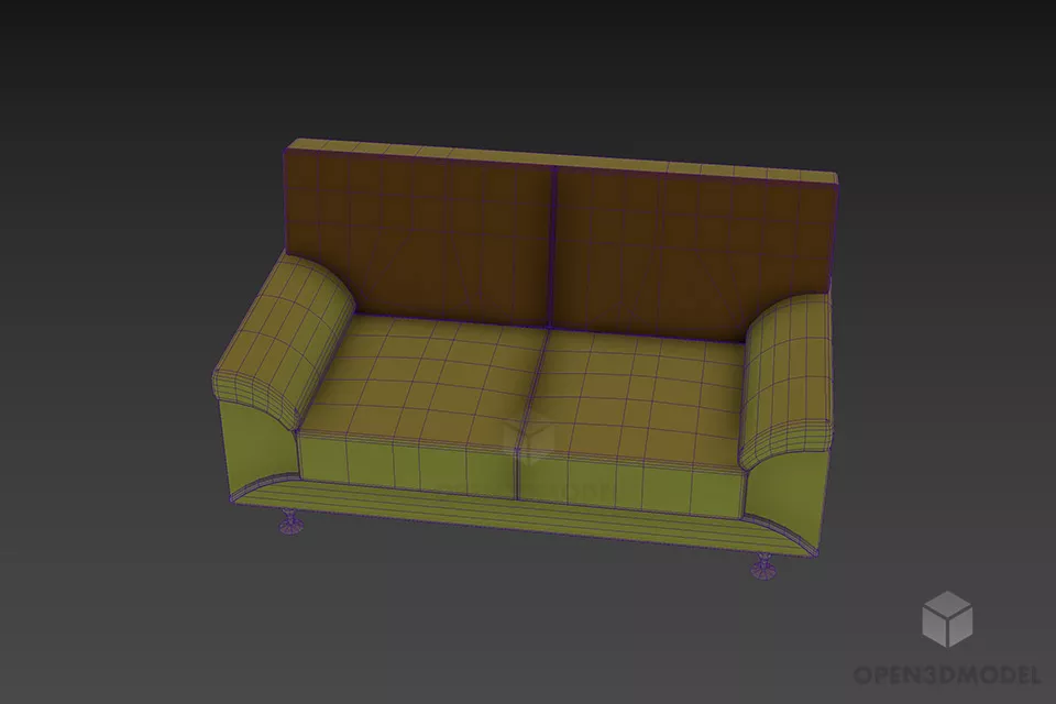 Textile Sofa Two Seats 3d model 3