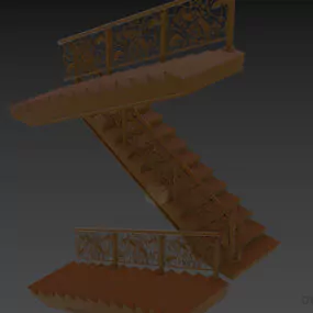 Staircase With Steel Handrails 3d model