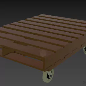 Wooden Pallet Table With Wheels 3d model