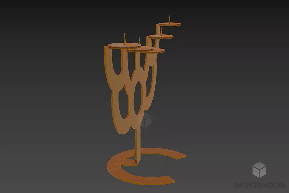 Candlestick With Decoration Stand, Cup Shape 3d model 2
