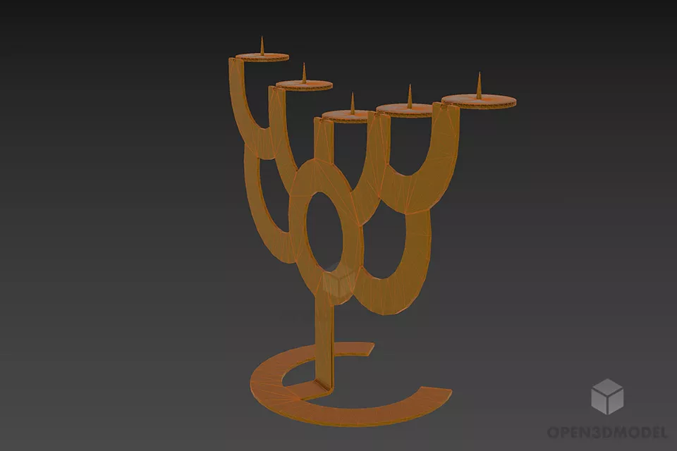 Candlestick With Decoration Stand, Cup Shape 3d model 3