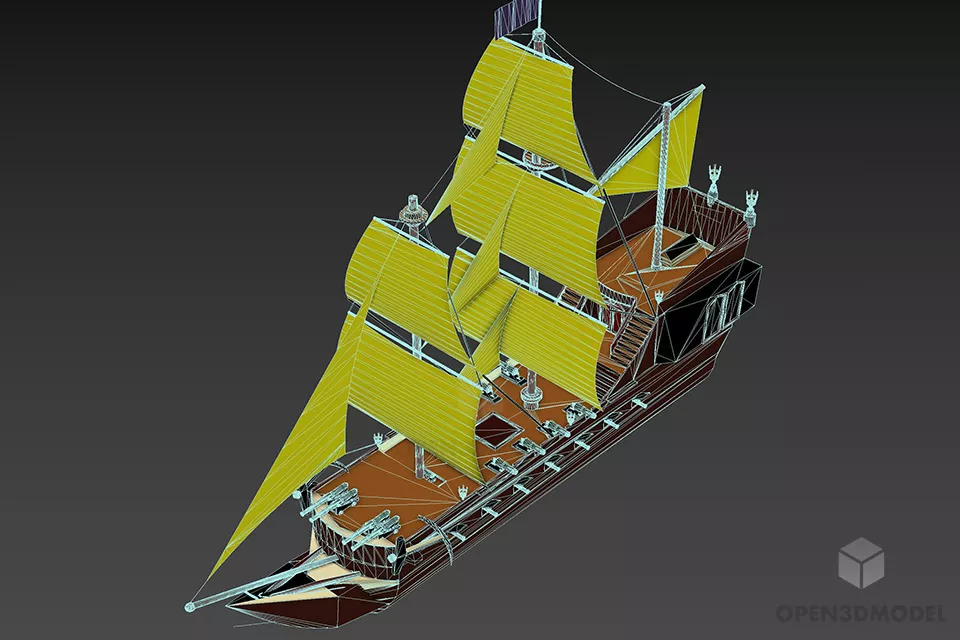 European Sailing Ship 18th Century 3d model 2