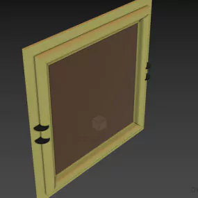 Wooden Frame Square Mirror 3d model