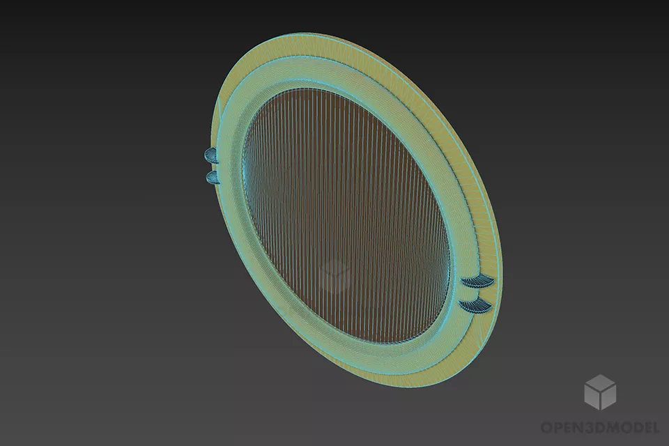 Wooden Frame Circular Mirror 3d model 2