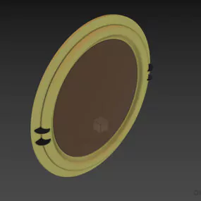 Wooden Frame Circular Mirror 3d model