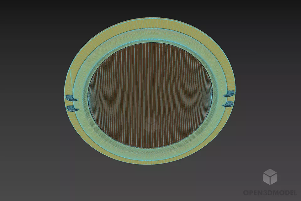 Wooden Frame Circular Mirror 3d model 3