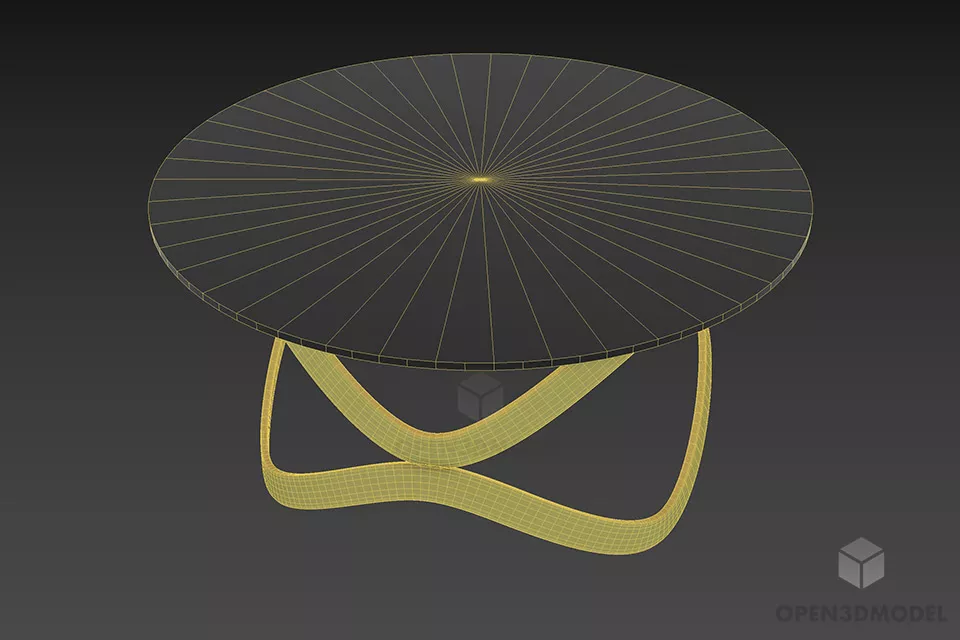 Circular Glass Table With Curved Legs 3d model 2