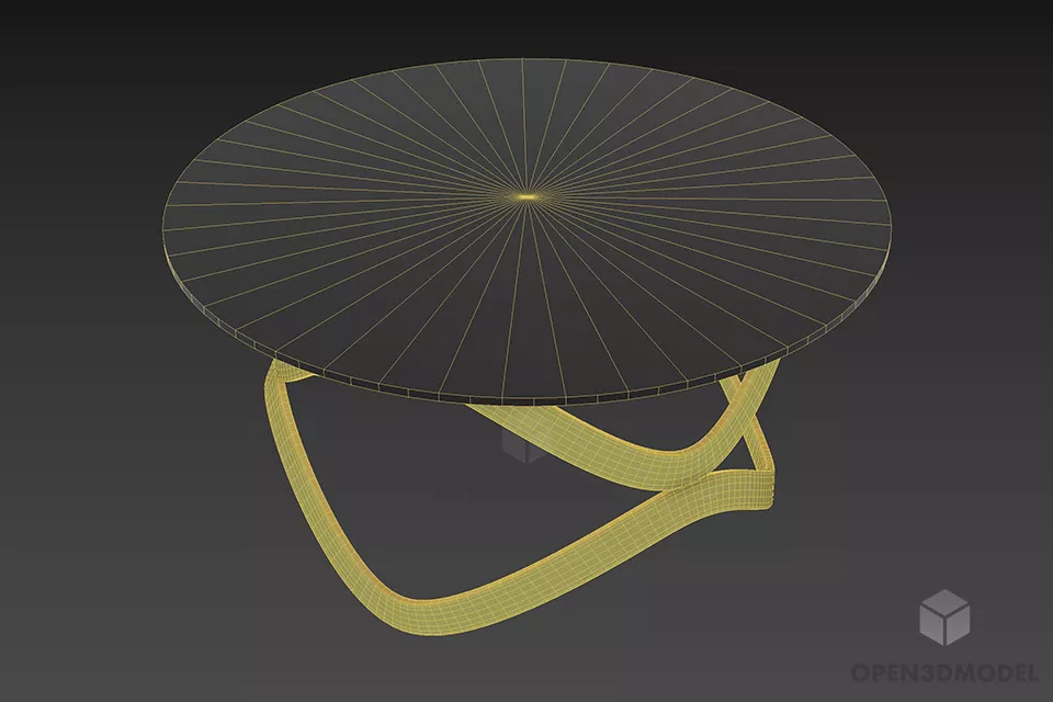 Circular Glass Table With Curved Legs 3d model 3
