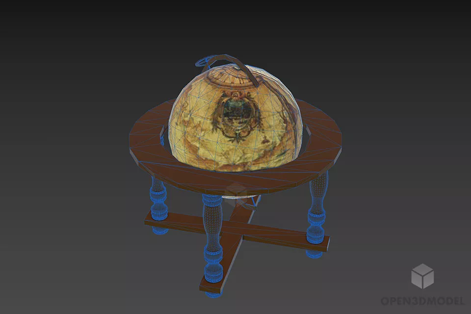 Vintage School Globe With Stand 3d model 3