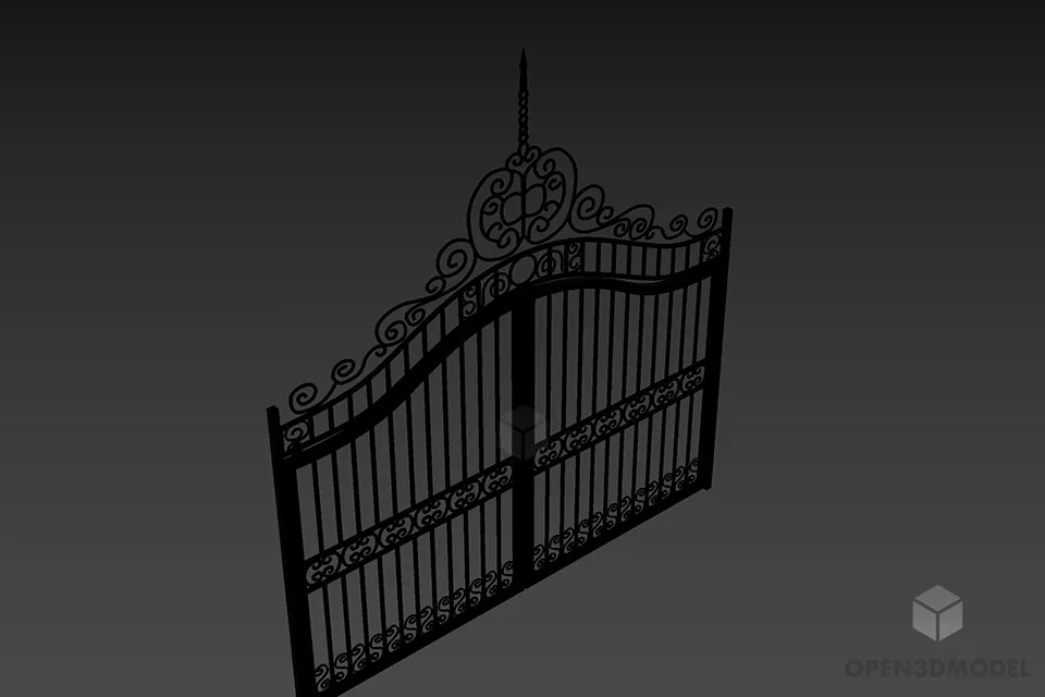 Classic Gate With Steel Fence Decoration 3d model