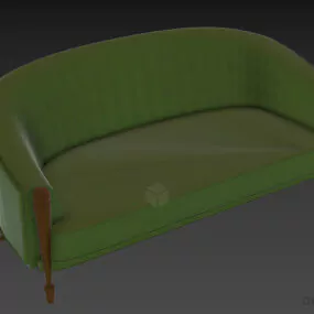 Brown Leather Sofa Curved Back 3d model
