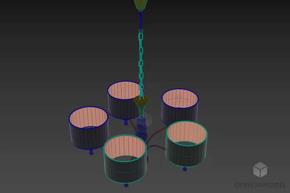Glass Shade Pendant Lamp Viga 3d model 2