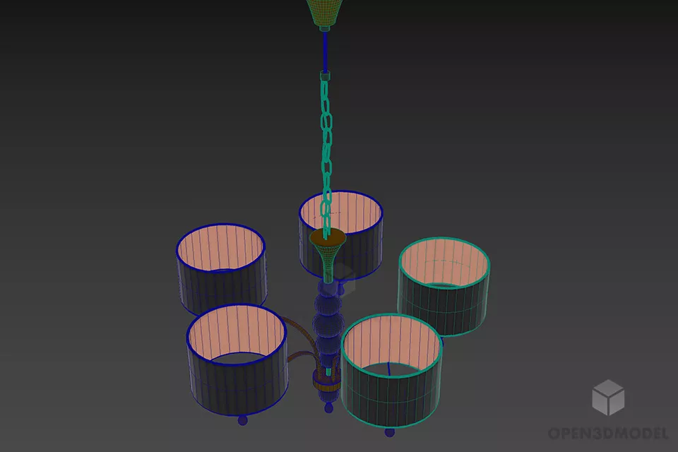 Glass Shade Pendant Lamp Viga 3d model 3