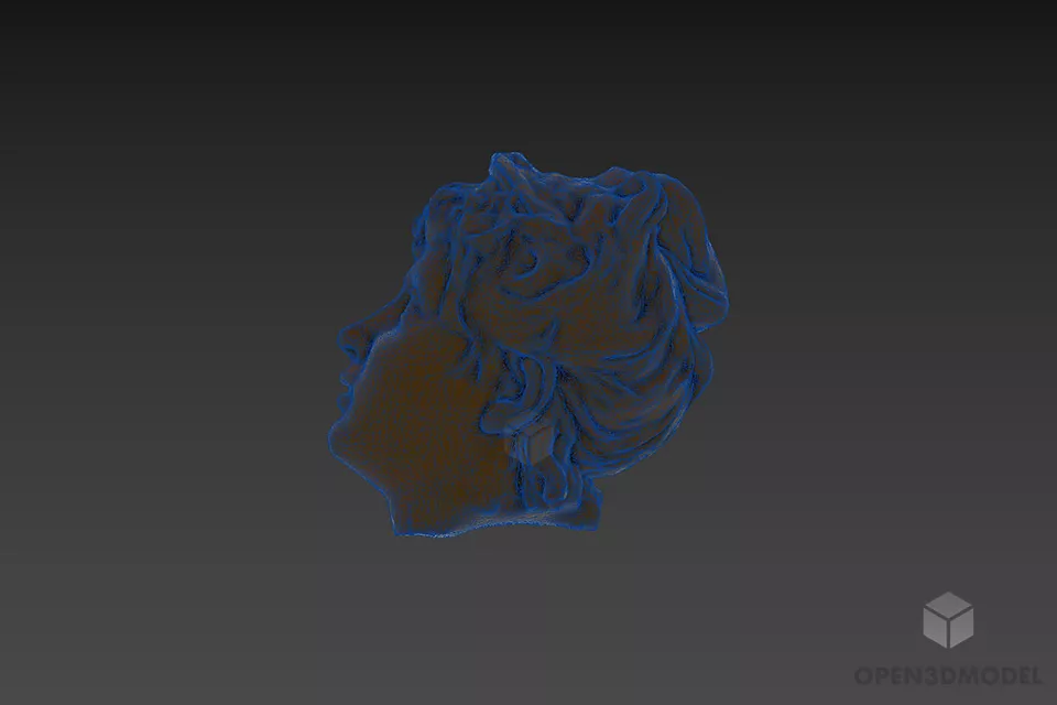 Greek Female Sculpture Head 3d model 2