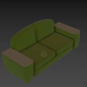 Red Leather Sofa 3d model