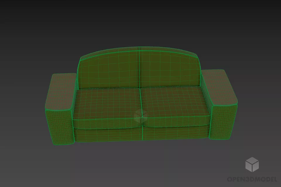 Red Leather Sofa 3d model 3