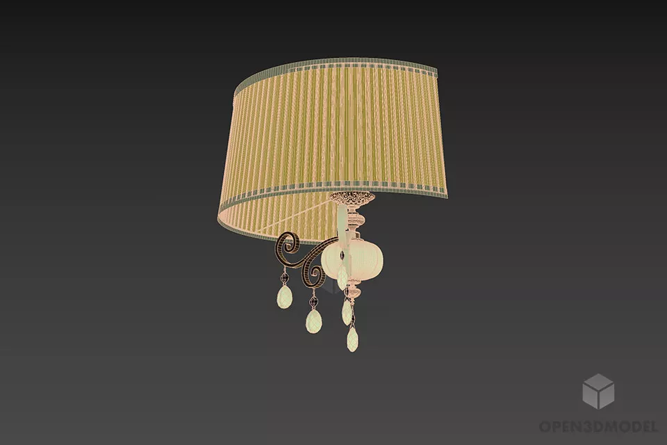 Antique Scone Lamp With Curved Shade 3d model 2