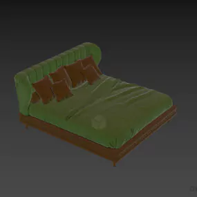 Hotel Leather Bed Vission, Tufted Style 3d model