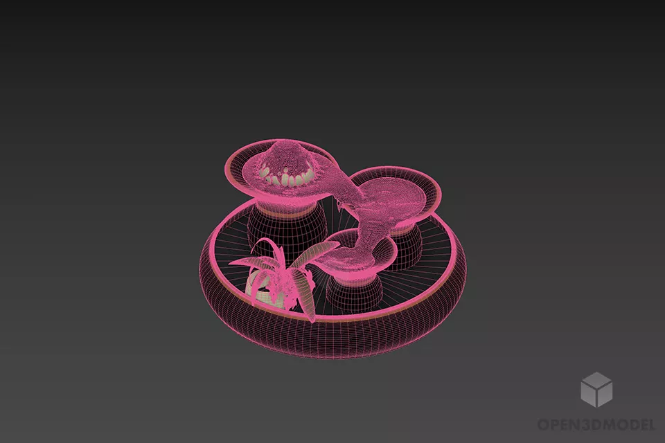 Garden Water Fountain With Vase Shape 3d model 2