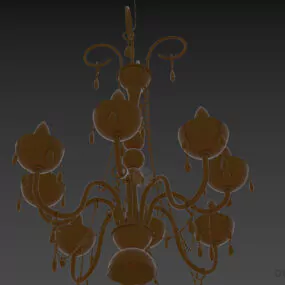 Ceiling Chandelier Antique With Diamond Shade 3d model