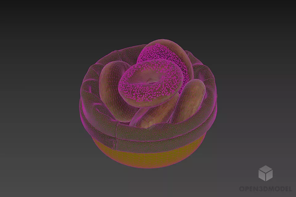 Bread Food Set In Bowl 3d model 2