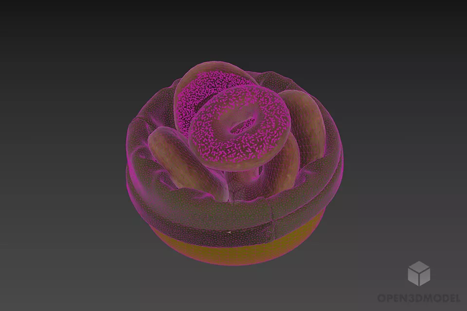 Bread Food Set In Bowl 3d model 3